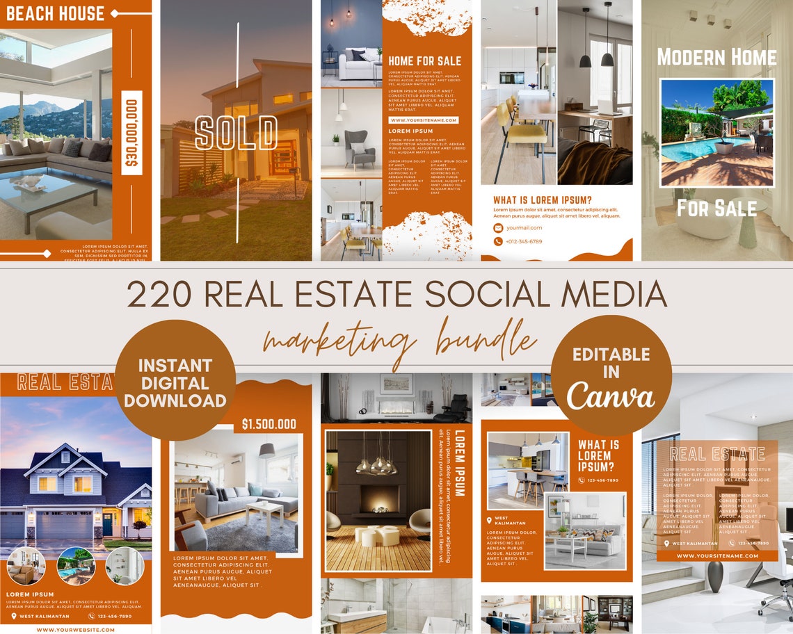 220 Real Estate Instagram Post Templates for Canva | Luxury Realtor ...