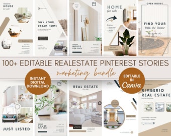 Marketing immobilier, Histoires sur Pinterest sur l'immobilier, Modèle Canva, Ensemble de réseaux sociaux pour agent immobilier, Bobines pour biens immobiliers, Instagram immobilier