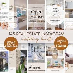 Real Estate Marketing, Real Estate Instagram Post Bundle, Canva Template, Realtor Social Media Bundle, Real Estate Reels, Estate Pinterest