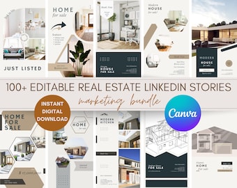 Real Estate Marketing, Real Estate LinkedIn, Canva Template, Realtor Social Media Bundle, Real Estate Reels, Real Estate Instagram