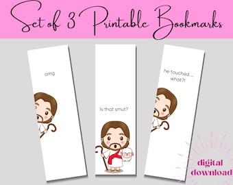 Is That Smut Funny Peeking Jesus Bookmark | Romance Reader Gift | Book Lover Gift | Smut Lover | Set of 3 Digital Printable Bookmark |