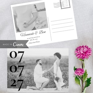 Modern Minimalist Save the Date Template, Editable Photo Save the Date, Printable Save the Date Postcard, Photo Wedding Invitation