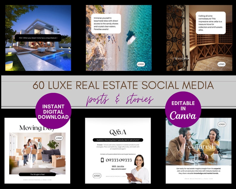 Real Estate Social Media Templates, Real Estate Instagram Posts ...