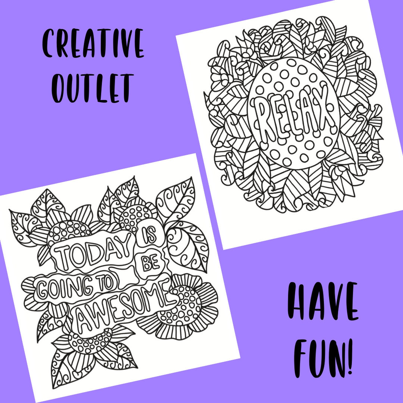Printable Adult Coloring Pages Chill Out and Color - Etsy