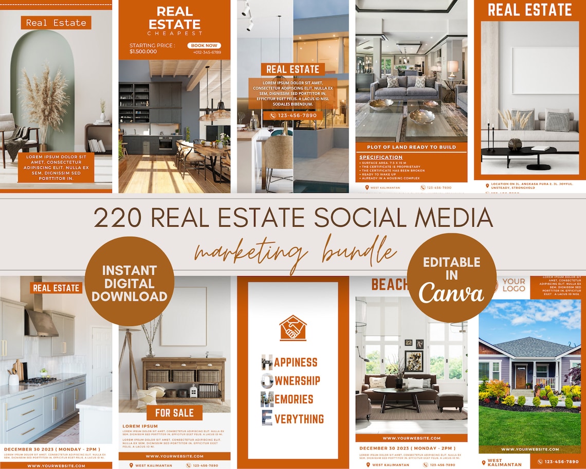 220 Real Estate Instagram Post Templates for Canva | Luxury Realtor ...
