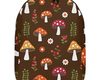 Mushroom Backpack with Nature Inspired Pattern, Eco-Friendly Fabric, for Outdoor Adventures