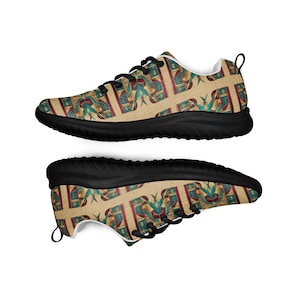 Egyptian Style Men&#39;s Athletic Running Shoes with Ancient Pharaoh Pattern – Lightweight Casual Workout Footwear