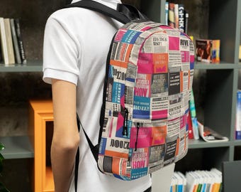 Newspaper Collage Backpack: Vintage Newsprint Pattern, Urban  display picture 1