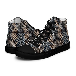 Snakeskin Texture - Men&#39;s High-Top Canvas Shoes