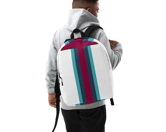 Red and Blue Stripe Backpack: Lightweight Polyester Travel Daypack