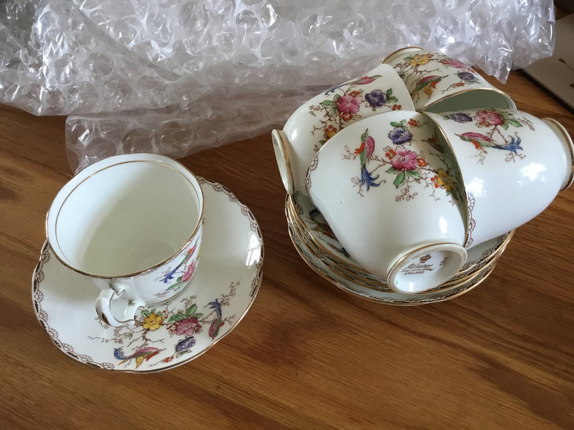 Adderley bone China flowers and birds Sadler teapot cream Etsy