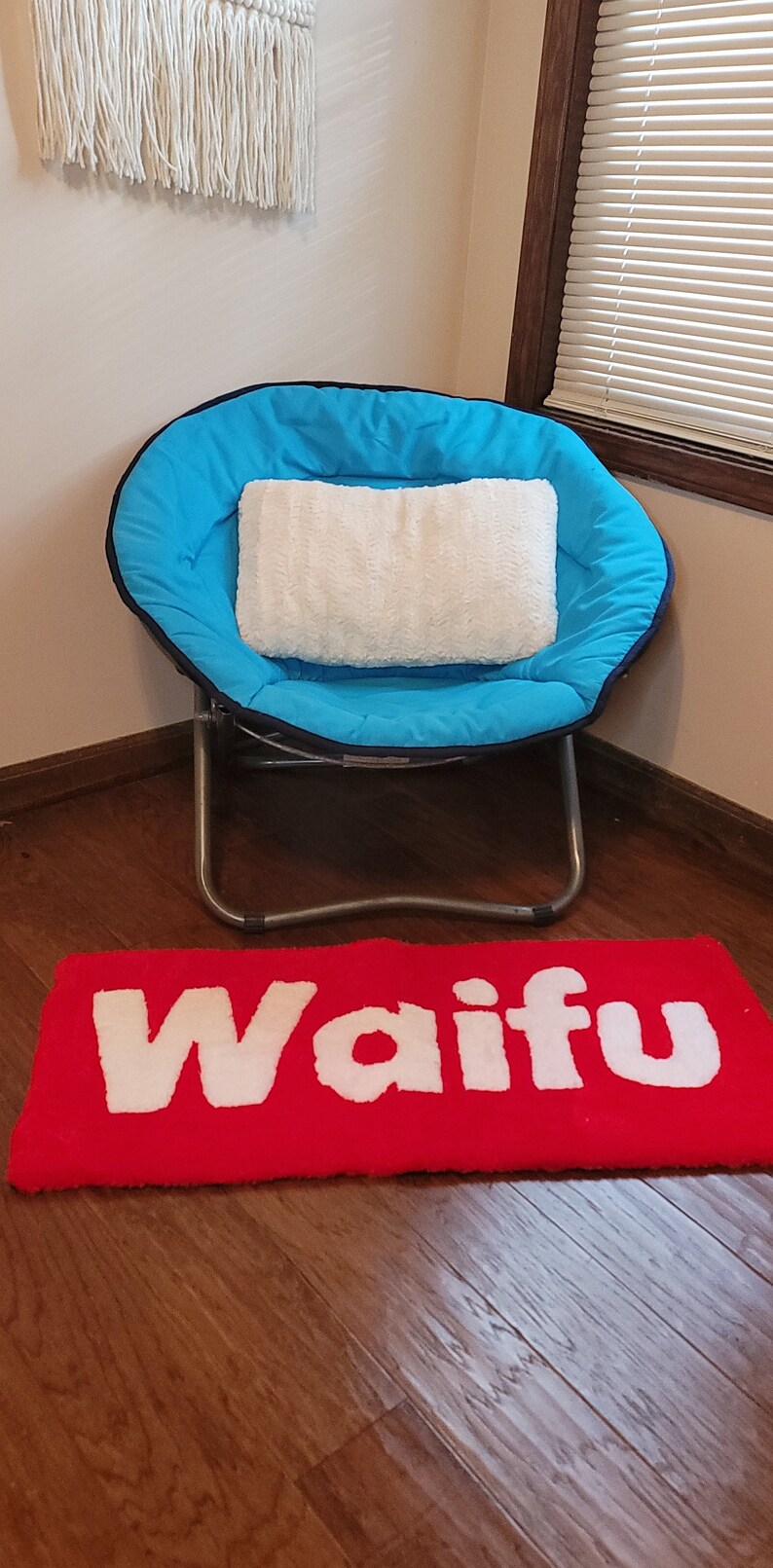 Waifu Rug Waifu Red and White Rectangle Rug - Etsy