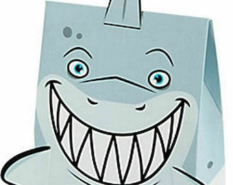Shark party small treat favour boxes fun extended sharks fins gift box pk of 6