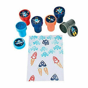 Outer Space Party Rocket and Space Stamps Stampers Great Party Favour Pack of 6