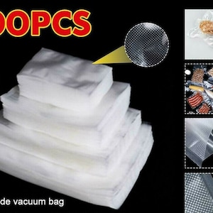 100 x vacuum sealer bags precut food storage saver heat seal cryovial 6 size new