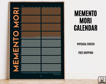 Memento Mori Calendar Poster: Stoic Life in Weeks, Marcus Aurelius Quote