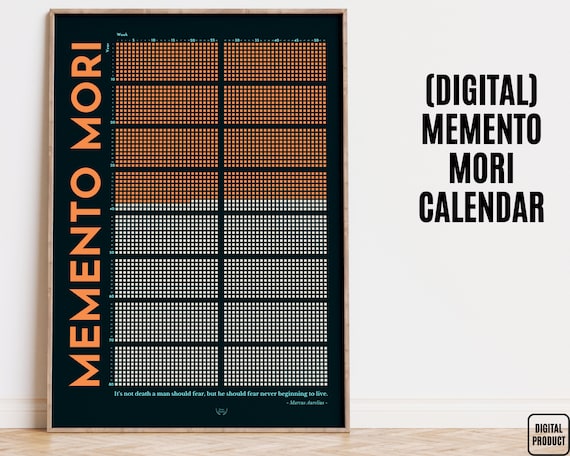 Memento Mori, Life Calendar in Weeks, Stoicism Poster, Death Calendar,  Stoic Reflections, Stoicism Gift, Dark Blue Version, Instant Download - Etsy