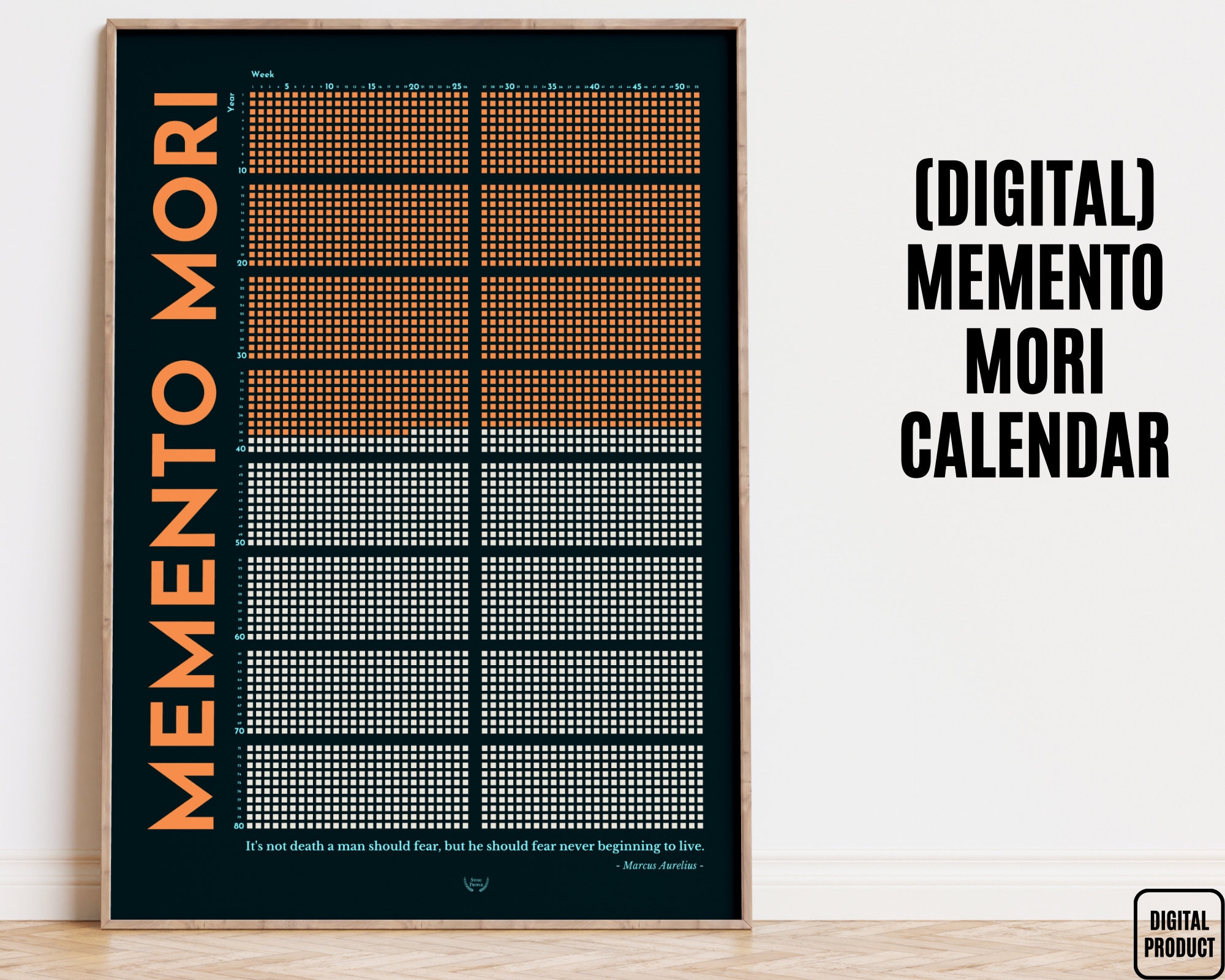 カレンダー・スケジュール Aime Leon Dore Still Life graphic poster Calendar of Your Life Infographic Poster (B&W) – the kurzgesagt shop