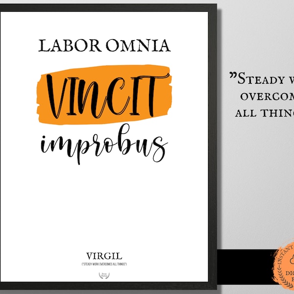 Virgil Latin Citation Affiche Langue latine Imprimer, Grec Affiche Latine, Imprimer Phrase Latine Art Mural Imprimer Latin Professeur Décor Latin Prière