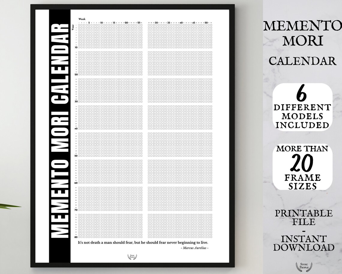Printable Memento Mori Calendar Weeks of Life Poster Stoicism - Etsy