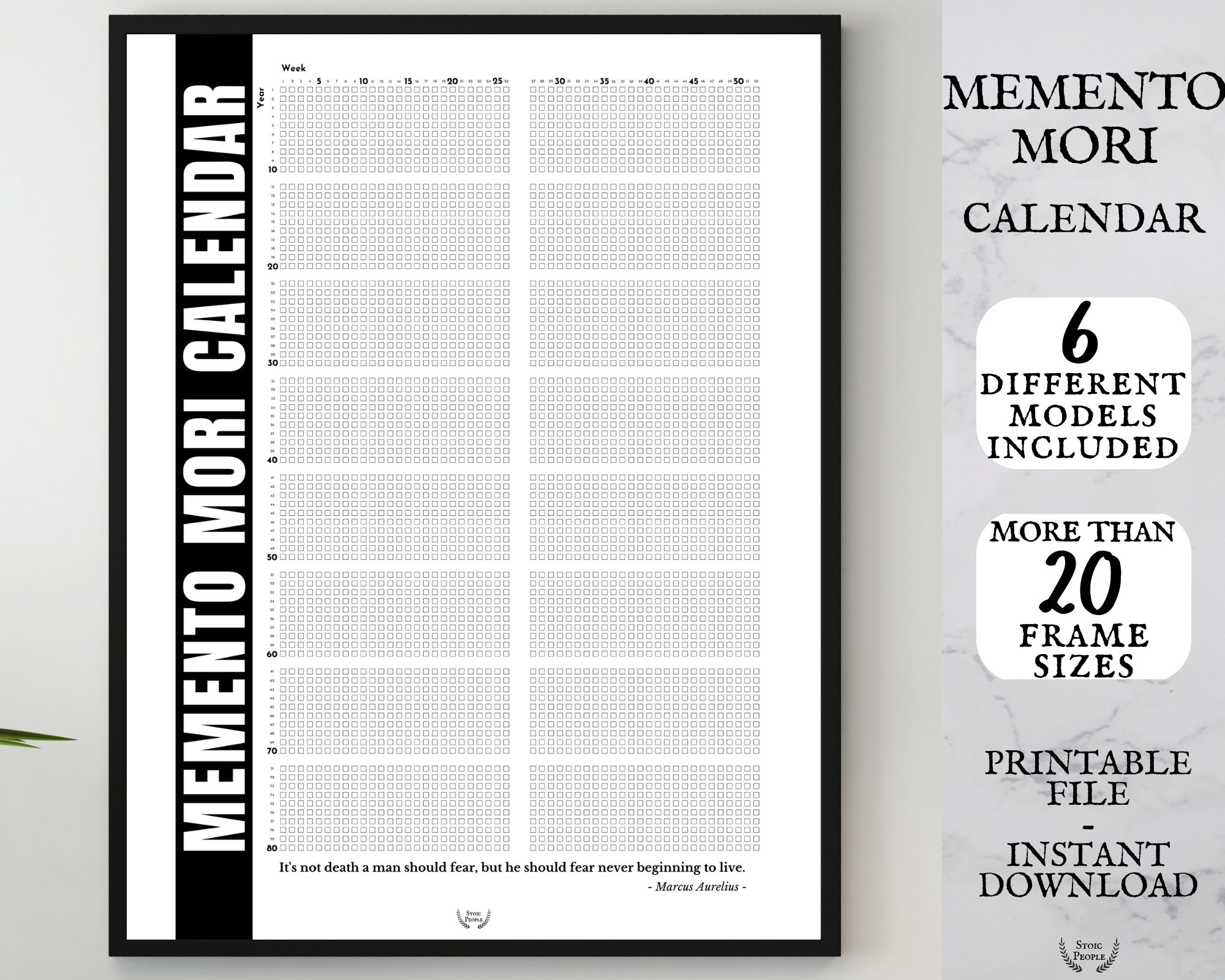 Printable Memento Mori Calendar Weeks of Life Poster Stoicism - Etsy