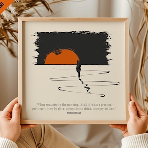 Marcus Aurelius Quote Stoic Art Living Room, Motivating Print Set of 3 Stoicism Wall Art Office Decor, Meaningful Gift for Modern Home Decor