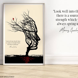 Marcus Aurelius Art Print with a Stoic quote about memento mori, death an life. Marcus Aurelius, Seneca and Epictetus have other famous Stoic quotes. Marcus Aurelius in his Meditations Books. Other writer is Ryan Holiday with What Stands in the Way.