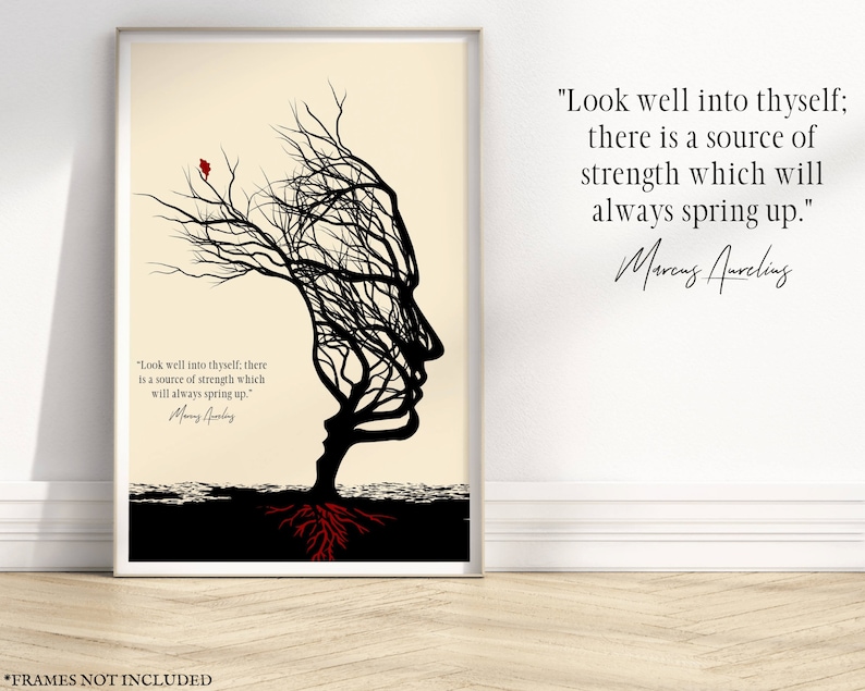 Marcus Aurelius Art Print with a Stoic quote about memento mori, death an life. Marcus Aurelius, Seneca and Epictetus have other famous Stoic quotes. Marcus Aurelius in his Meditations Books. Other writer is Ryan Holiday with What Stands in the Way.