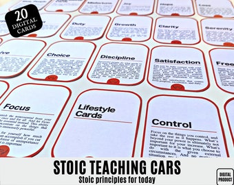 Stoic Cards Game, Self Development Cards Deck, 20 Life Philosophy Cards, Self Growth Card Set, Stoicism Quote Cards, Inspirational Card Deck