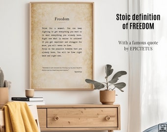 Freedom Definition Poster: Epictetus Quote, Stoic Wall Art