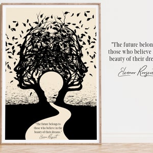 Eleanor Roosevelt Zitat Zeichen, inspirierendes Zitat Geschenk für Frauen Zitat Poster, Zukunft Zitat Roosevelt Druck für Frauen, feministische Kunst der Frauen