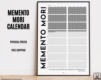 Memento Mori leven in weken kalender print stoïcisme kunst aan de muur, dagelijkse stoïcijnse reflecties, Memento Mori poster leven kalender poster, stoïcijnse print