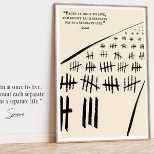 Seneca Quote Poster, Stoicism Wall Print &quot;Begin at Once to Live&quot; Stoicism Art Deco, Seneca Print for Wall, Stoic Poster Print, Stoic Artwork