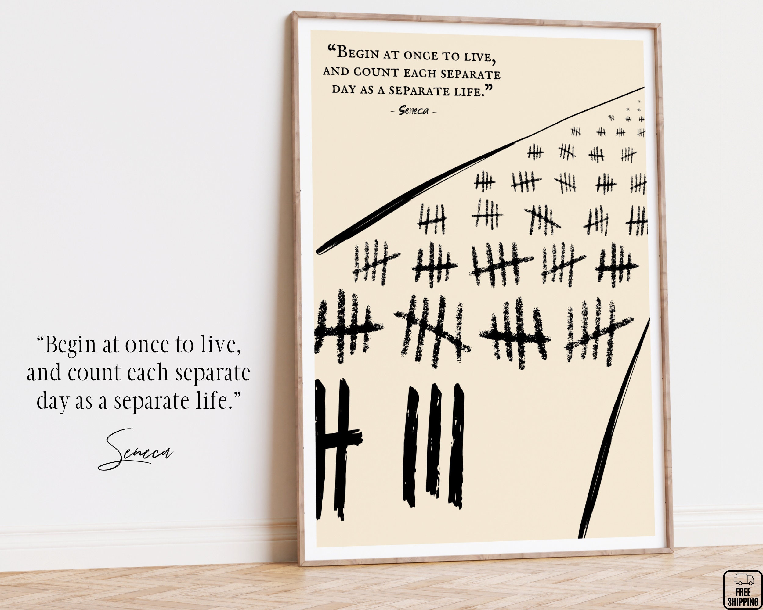 Seneca Quote Poster, Stoicism Wall Print "Begin at Once to Live" Stoicism Art Deco, Seneca Print for Wall, Stoic Poster Print, Stoic Artwork