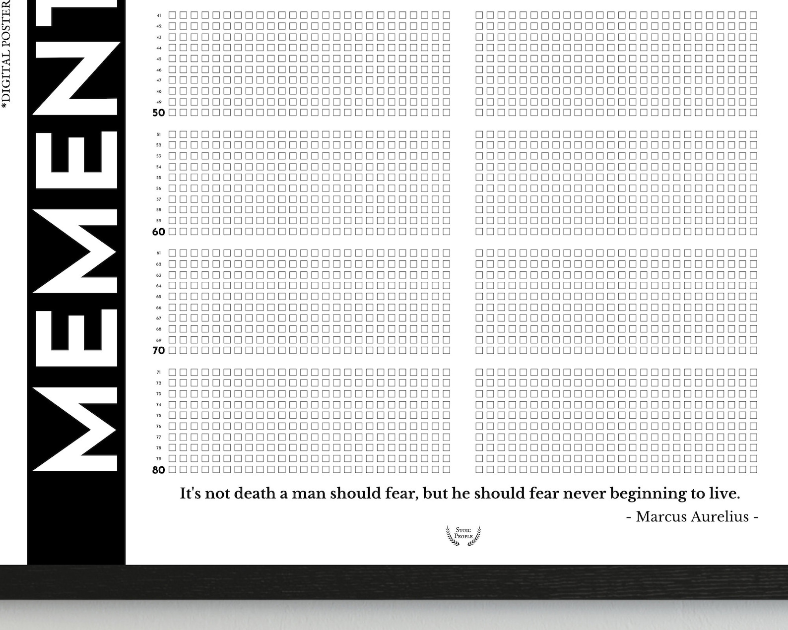 Printable Memento Mori Calendar Weeks of Life Poster, Stoicism Calendar ...