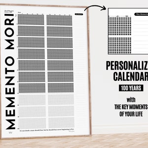 Calendario Memento Mori "Semanas de mi vida" (arte de pared personalizado), calendario de 100 años en semanas, calendario de Momento Mori "Vida en semanas", regalo estoico