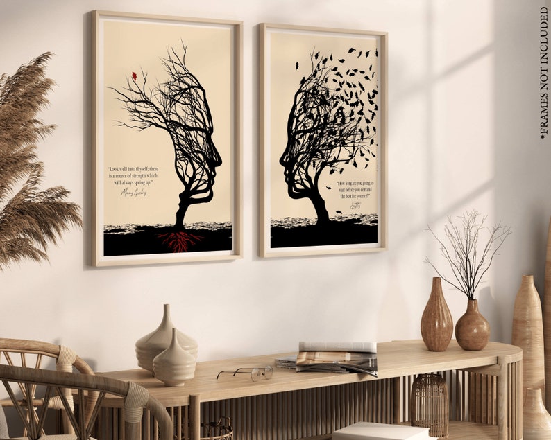 Each vertical poster showcases a profound quote from the likes of roman Emperor Marcus Aurelius and philosopher Epictetus, capturing their insightful teachings on resilience, virtue, and the art of living well in famous quotes about Stoic principles.