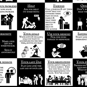 May include: A black and white illustration of a checklist with the text "Solve Your Problems" and "Do it now: Solve one nagging problem".  The illustration shows a person with a thought bubble above their head, holding a puzzle piece.  The illustration is on a white background.