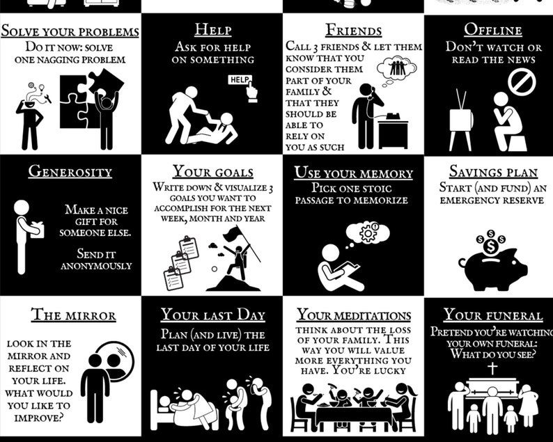 May include: A black and white illustration of a checklist with the text "Solve Your Problems" and "Do it now: Solve one nagging problem".  The illustration shows a person with a thought bubble above their head, holding a puzzle piece.  The illustration is on a white background.