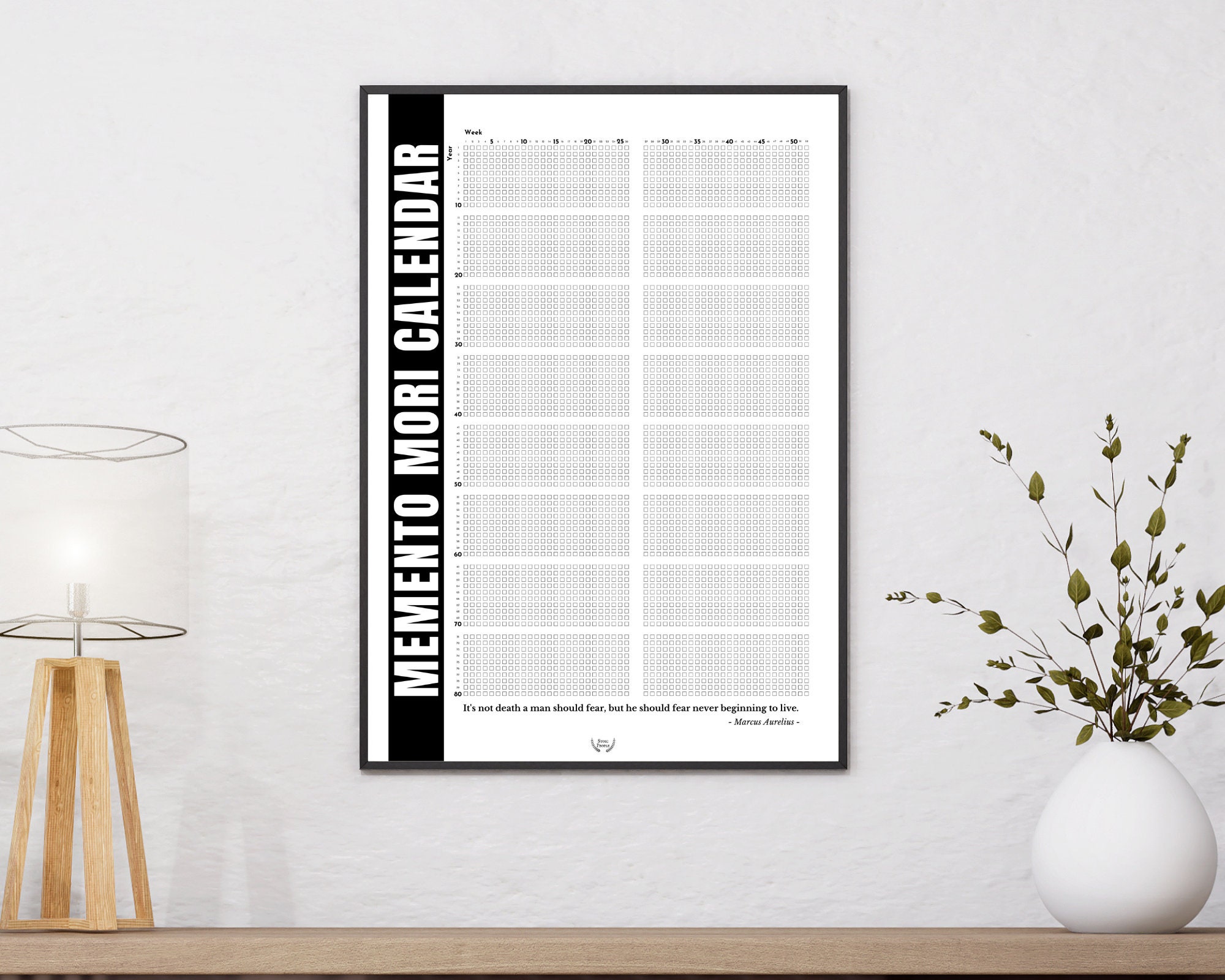 Printable Memento Mori Calendar Weeks of Life Poster Stoicism Etsy UK