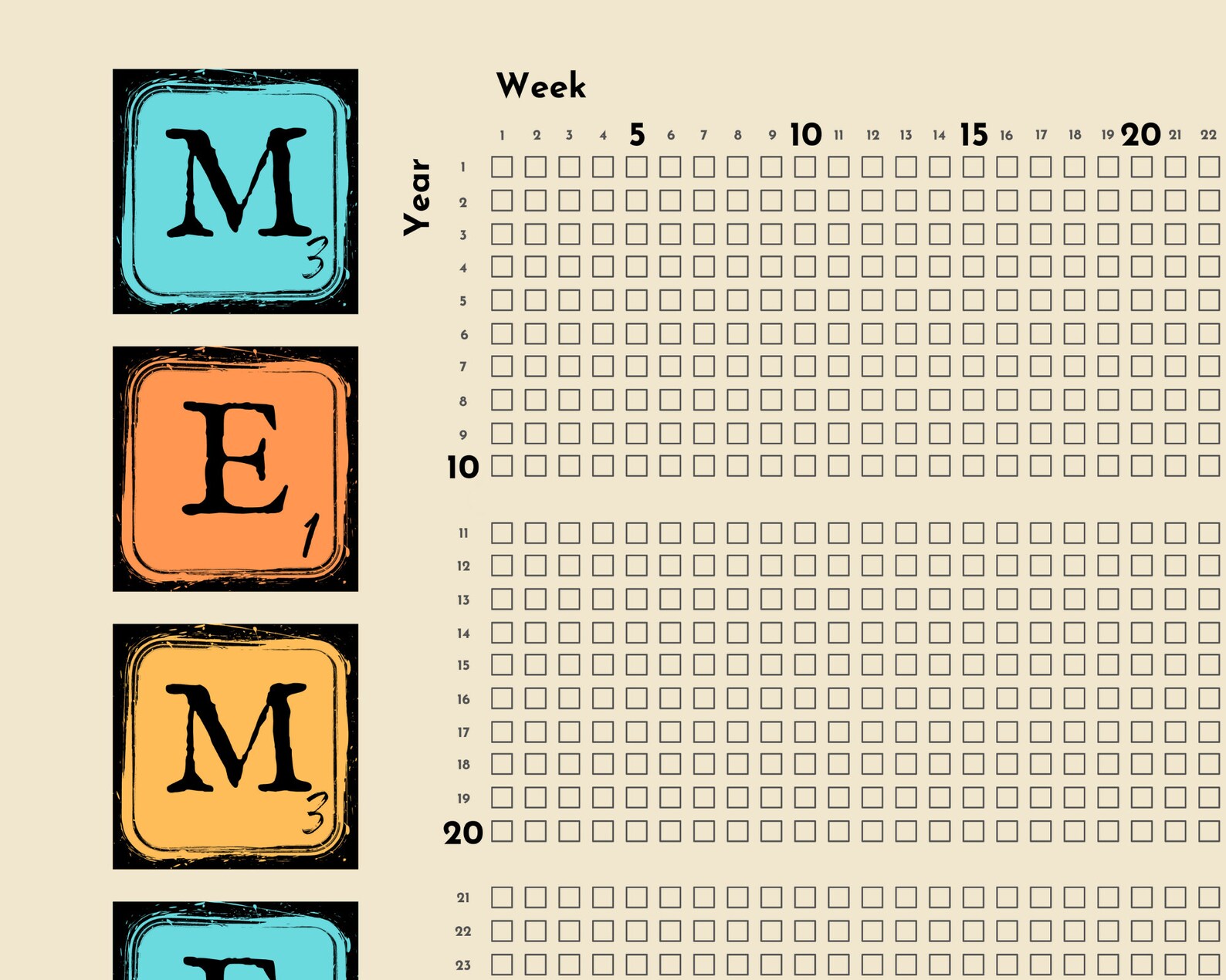 Memento Mori Printable Calendar Life in Weeks Multi Colored - Etsy