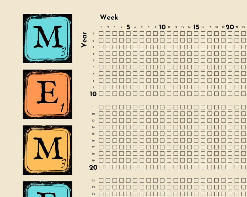 Memento Mori Printable Calendar Life in Weeks Multi Colored - Etsy