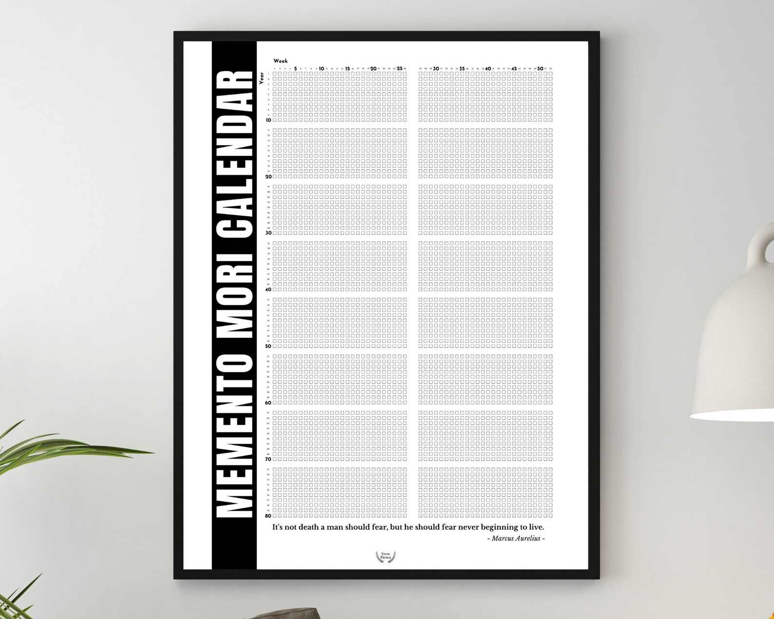 printable memento mori calendar weeks of life poster stoicism etsy