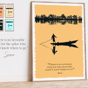 Stoic Art Print with Seneca Quote, Stoicism Art Print, Seneca Saying There is no favorable wind, Stoic Art Gift, Motivational Print for Wall