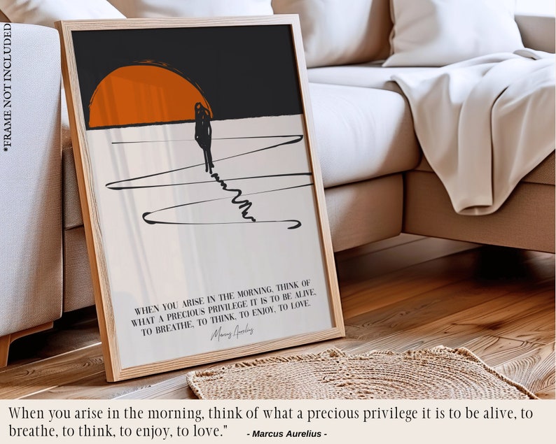 Marcus Aurelius Art Print with a Stoic quote about memento mori, death an life. Marcus Aurelius, Seneca and Epictetus have other famous Stoic quotes. Marcus Aurelius in his Meditations Books. Other writer is Ryan Holiday with What Stands in the Way.