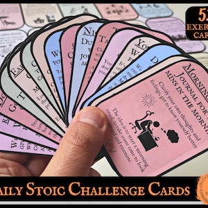 Set di carte di riflessione stoica, mazzo di carte stoicismo, 52 esercizi stimolanti, carte motivazionali per stoici, carte di esercizi stoici quotidiani, crescita personale