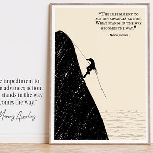 Stoic Art Print, Marcus Aurelius Quote Print, "The Impediment to Action", Obstacle is the Way, Marcus Aurelius Art for Stoics, Stoicism Gift