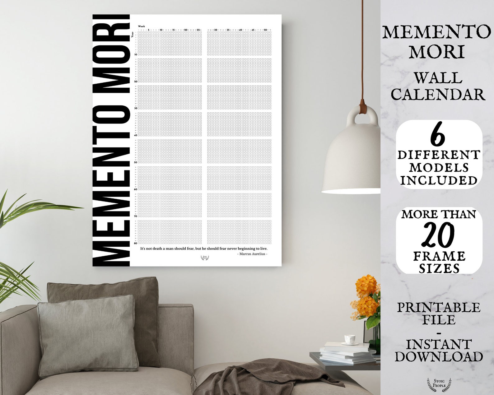 Daily Stoic Memento Mori Calendar Poster Printable Momento - Etsy