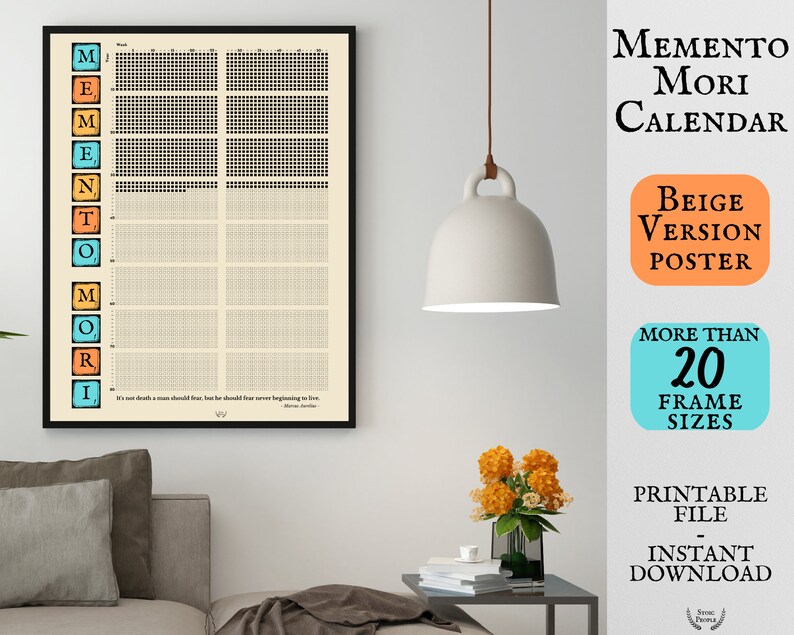 Memento Mori Printable Calendar Life in Weeks Multi Colored Etsy