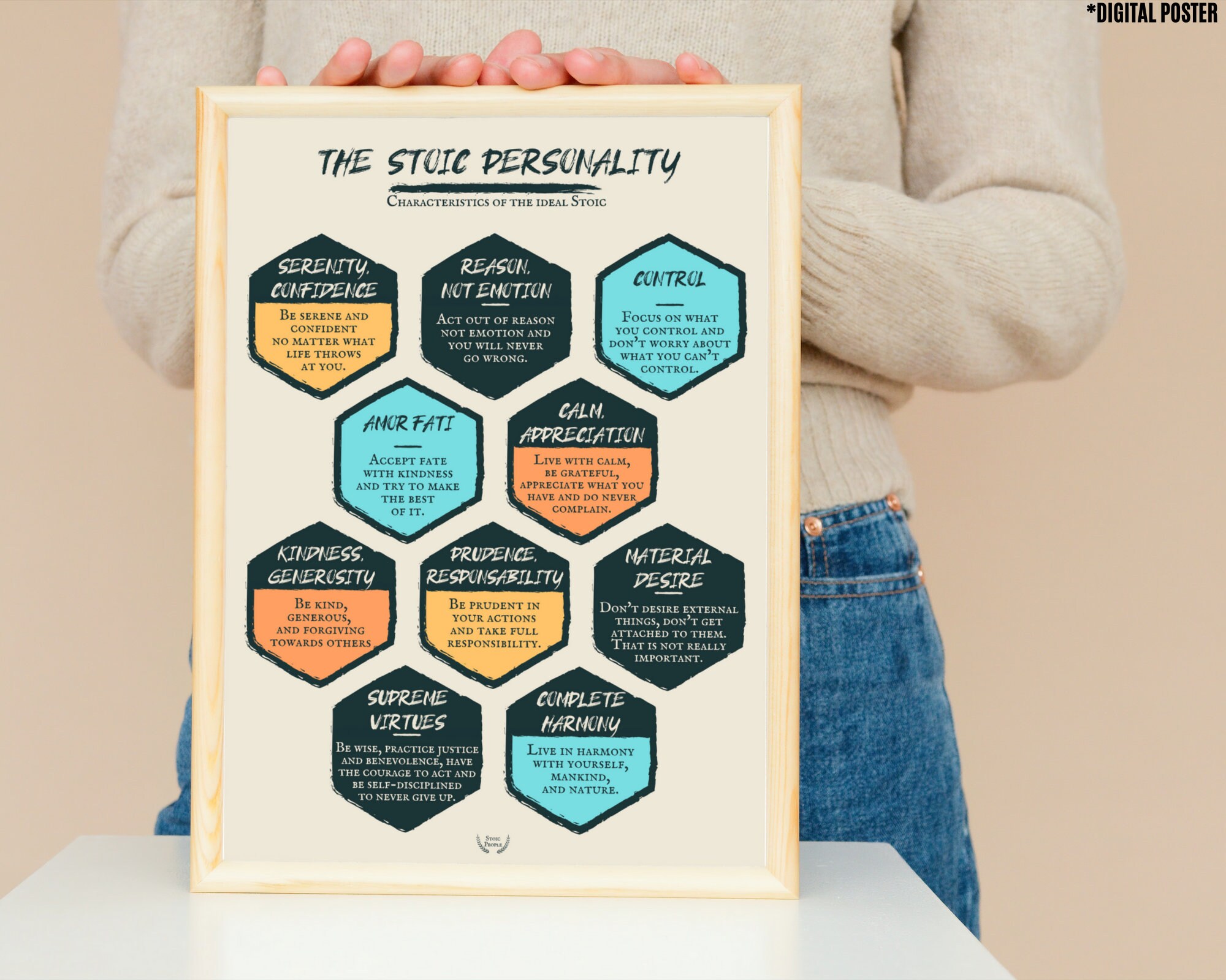 Stoic Principles Design Stoic Philosophy Print: Stoic Principles, Keys to Personal Growth ...